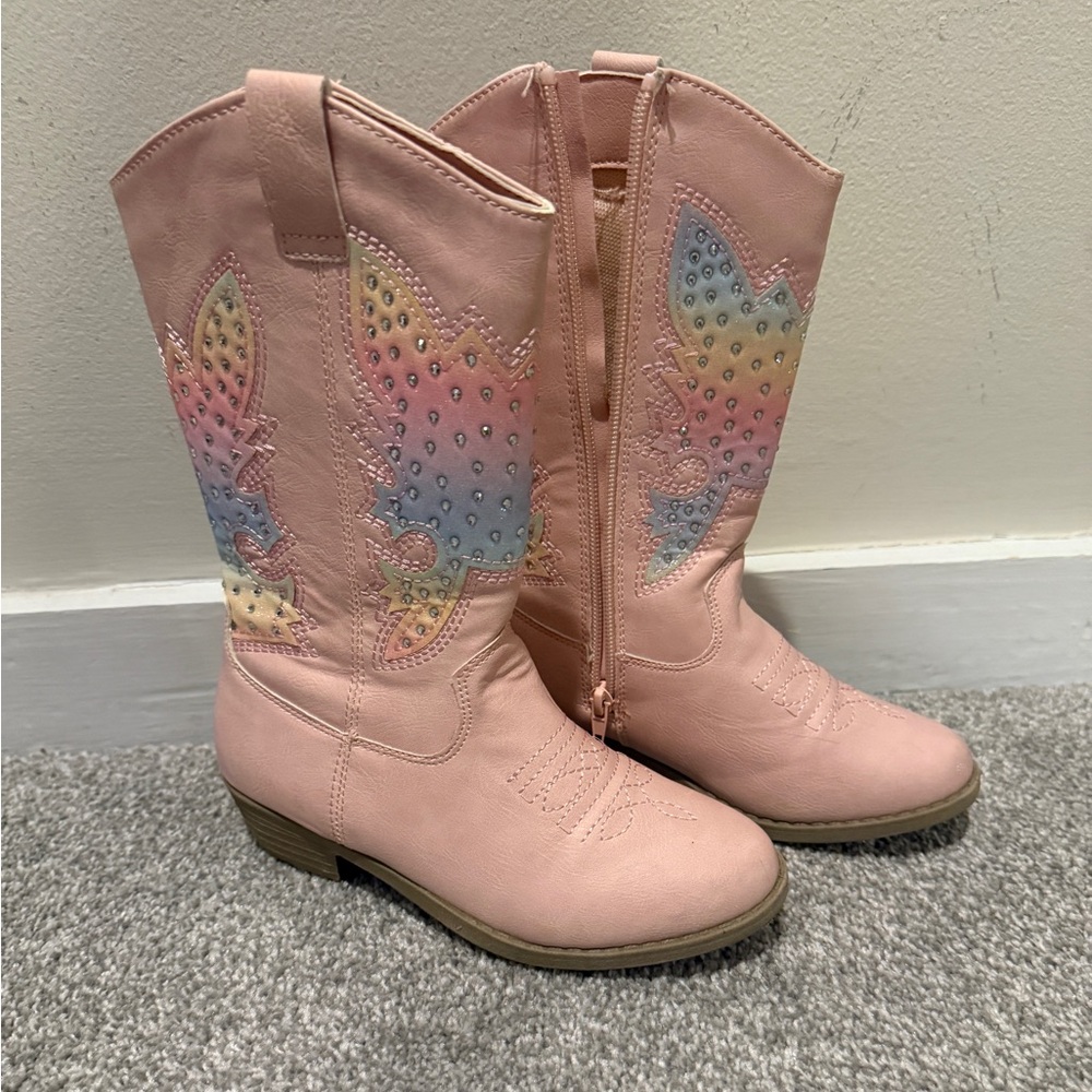 Kensie Light Pink Cowgirl Boots